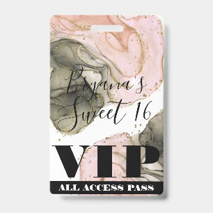 Crachá Ingresso VIP para Festa Ethereal Moody Pink Black 