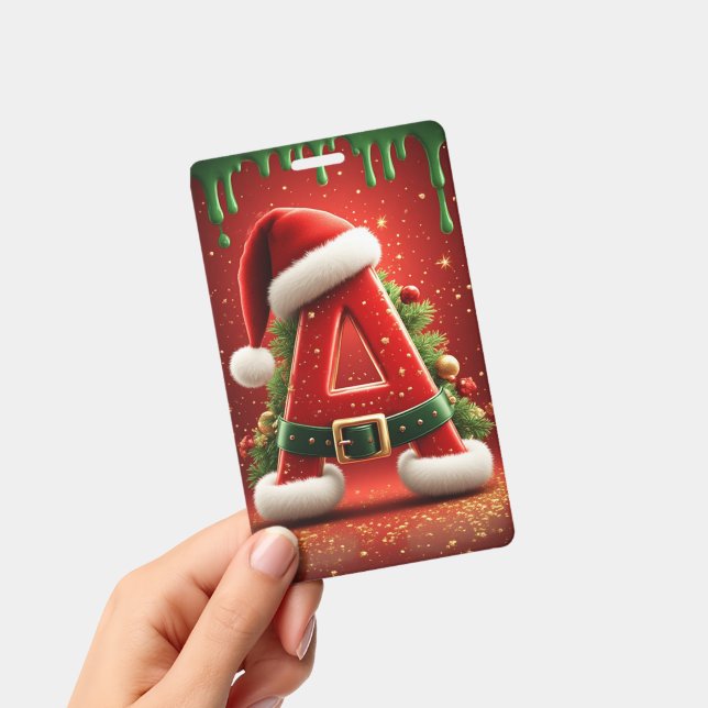 Crachá Iniciais de Natal A Para Presentes de Feriado (Portátil)