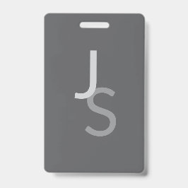 Crachá Iniciais Monogramas Sobrepostos Modernos | Cinza