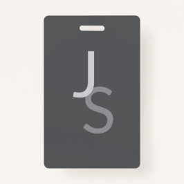 Crachá Iniciais Monogramas Sobrepostos Modernos | Cinza