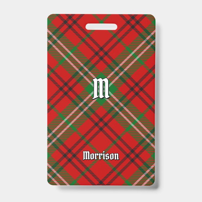 Crachá Insígnia Clan Morrison Tartan Vermelho (Frente)