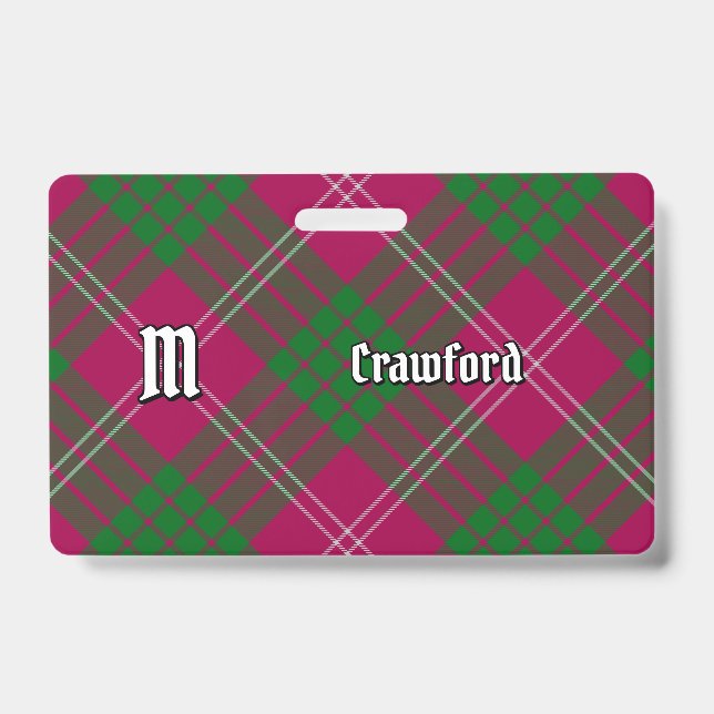Crachá Insígnia do Clan Crawford Tartan (Frente)