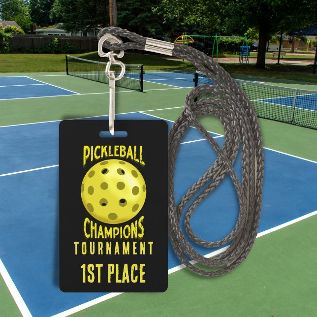 Crachá Insígnia do Torneio de Pickleball Amarelo Preto do (Criador carregado)