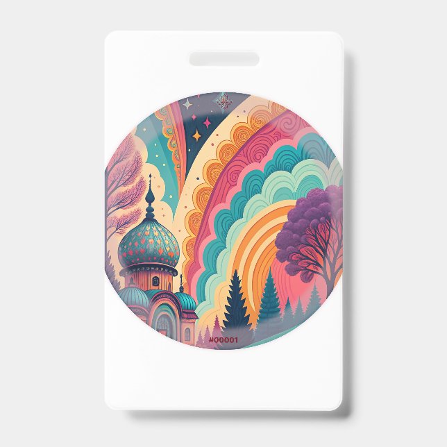 Crachá Insígnia Retro Circle para Eventos – Personalizáve (Frente)