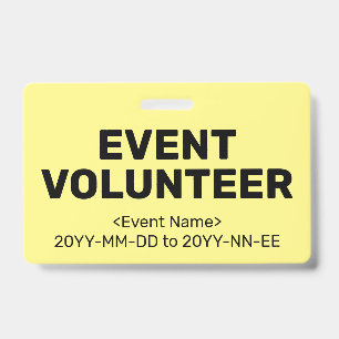 Crachá Insígnia Simples de "VOLUNTÁRIO DO EVENTO"