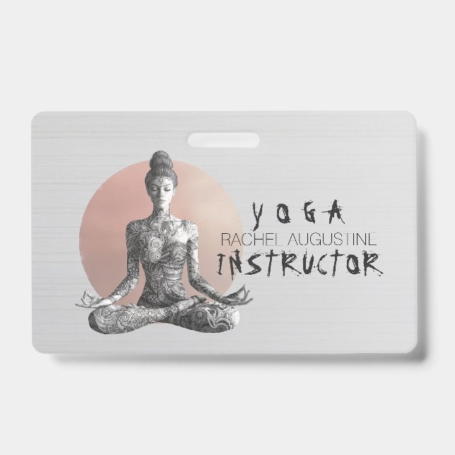 Crachá Instrutor de Meditação Yoga Reiki Master Lotus Pos (Frente)