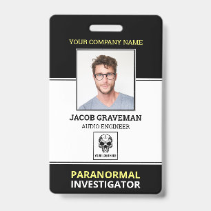 Crachá Investigador Paranormal Funcionário Fotografia Ide