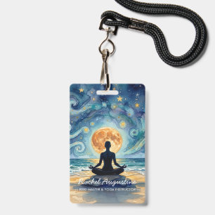 Crachá Ioga Meditação Céu Noturno Estrelado Lua Praia Oce