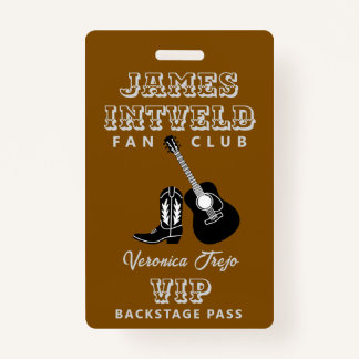 Crachá James Intveld Fan Club VIP Backstage Pass Badge