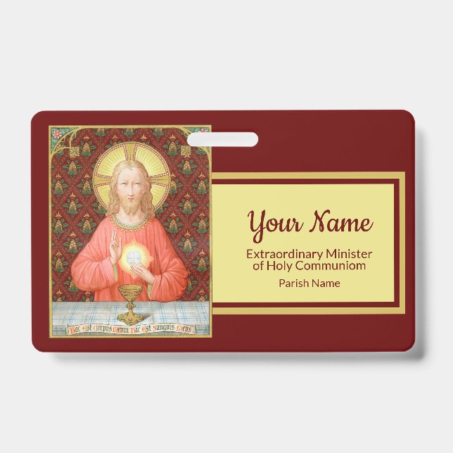 Crachá Jesus Instituindo o Eucarista (SAU45; para EMHC) (Frente)