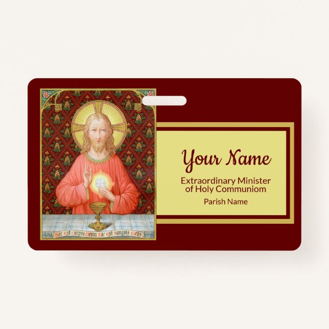 Crachá Jesus Instituindo o Eucarista (SAU45; para EMHC) (Frente)