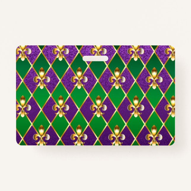 Crachá Jewelry Background Mardi Gras (Frente)