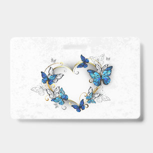 Crachá Joia Coração com Borboletas Morpho