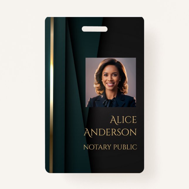 Crachá Jornal elegante de ouro verde luxo (Frente)