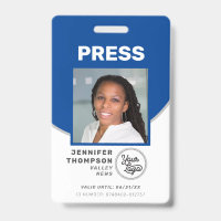 Jornalista Press Pass Blue and White Photo ID