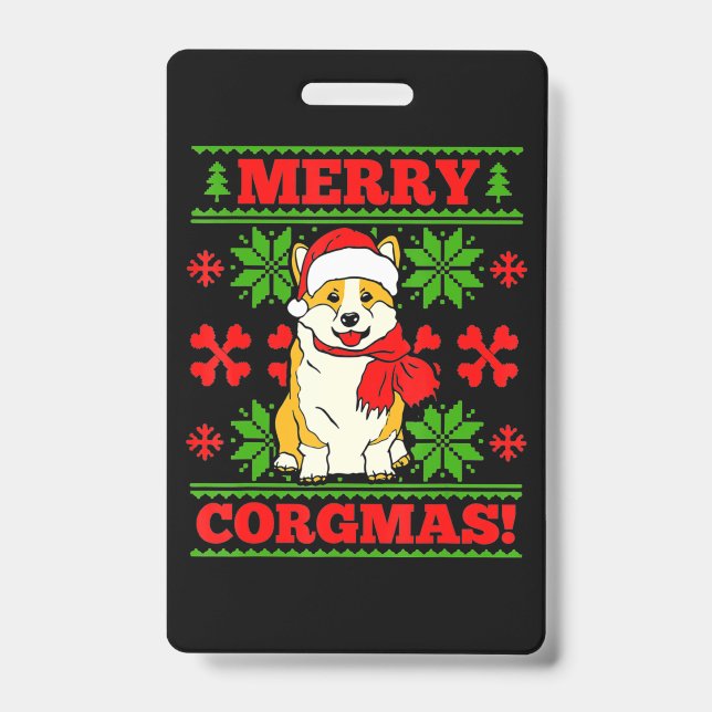 Crachá Joyeux Noël Corgmas Corgi (Frente)