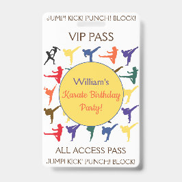 Crachá Karate Festa de aniversário VIP All Access Pass