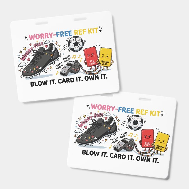 Crachá Kit de árbitro de futebol kawaii engraçado — sem p (Frente e verso)
