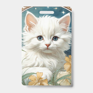 Crachá Kit de Arte Nova de Alphonse Mucha com Gatinho