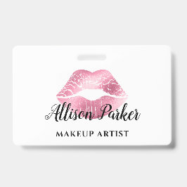 Crachá Lábios de Beijo Cor-de-Rosa Brancos Maquiçam Artis
