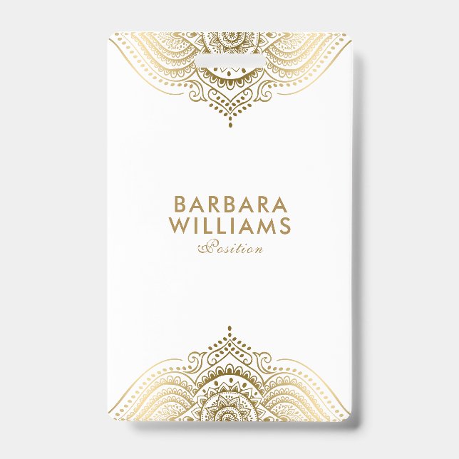 Crachá Laço ornamentado branco & Dourado de Minimalistig (Frente)