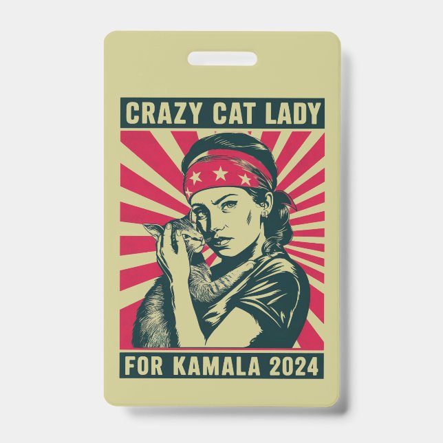 Crachá Lady Gato Louca Para Kamala 2024 (Frente)