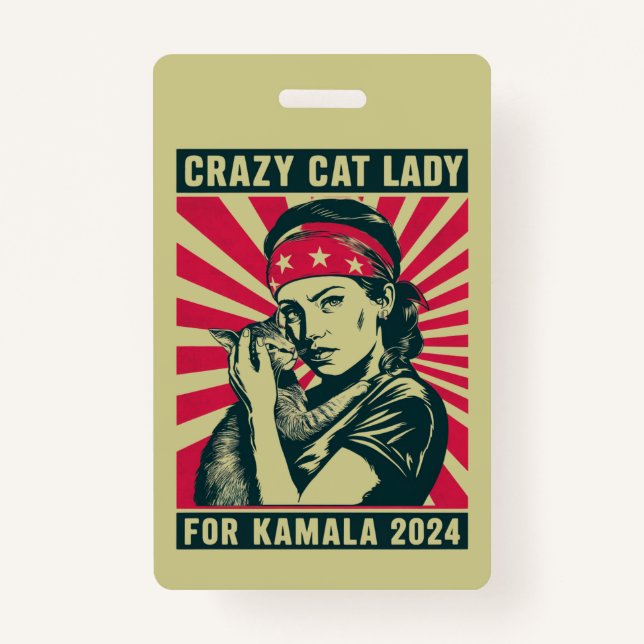 Crachá Lady Gato Louca Para Kamala 2024 (Frente)