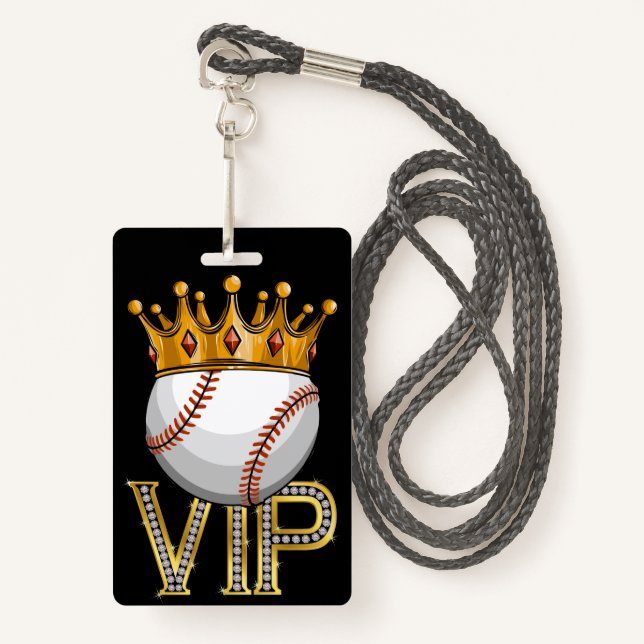 Crachá Lanyard Baseball VIP (Frente com cordão)