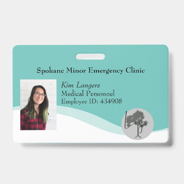 Crachá Lanyard ID Horizontal - Teal Genérico (Frente)
