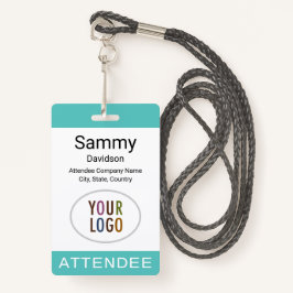 Crachá Lanyard Reel ou Clip do Atendedor Turquesa