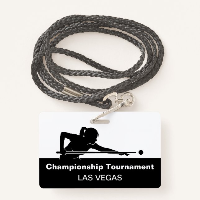 Crachá Las Vegas Billiards Budget Event Badge Male Female (Costas com Cordão)