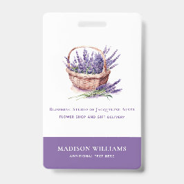 Crachá Lavanda Personalizada Florist Business Watercolor