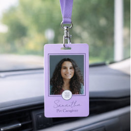 Crachá Lavender Script Business Logo Photo Pet Caregiver 