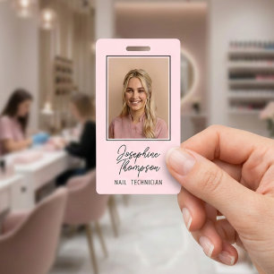 Crachá Layout de Foto ID Corporativo Rosa Bege