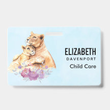 Leão-Mãe e Filhote Aquarela Fofa