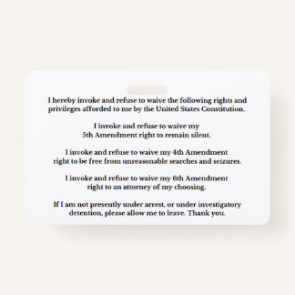 Crachá Legal Rights And Privileges Card
