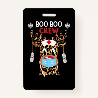 Crachá Leopardo Rudolph Reindeer Face Enfermeira Boo Boo