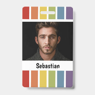 Crachá LGBT Arco-íris Cores Suaves Personalizado