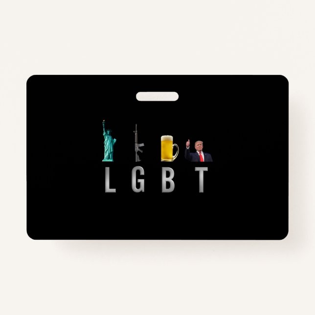Crachá LGBT - Liberty Guns Beer Trump 6 (Frente)