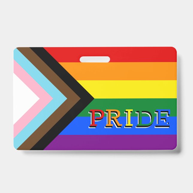 Crachá LGBTQ & Orgulho - Insígnia da Bandeira do Progress (Frente)