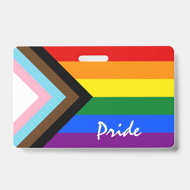 Crachá LGBTQ & Pride - Sinalizador de Progresso do Arco-í (Frente)