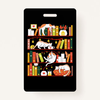 Crachá Library cats autumn colour version