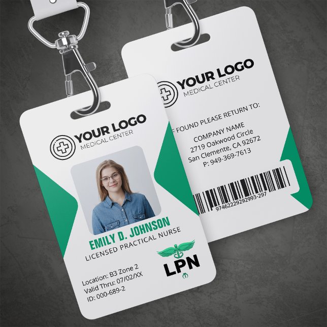Crachá Licensed Practical Nurse Logotipo LPN Foto e Códig (Criador carregado)