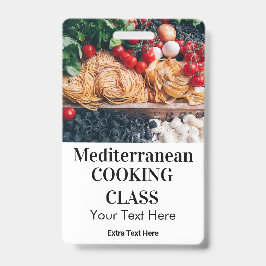 Crachá Lições da classe do Cozinhar mediterrânico Foto e