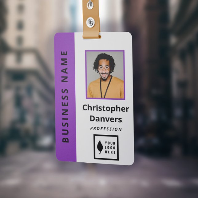 Crachá Limpar branco roxo Adicionar seu funcionário do es (Criador carregado)
