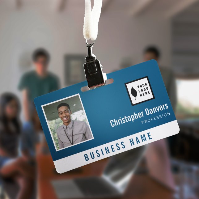Crachá Limpe o branco azul Adiciona seu funcionário de es (Criador carregado)
