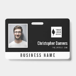 Crachá Limpe Preto Branco, adicione seu funcionário de es