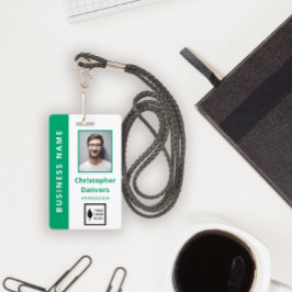 Crachá Limpo Verde Branco Adicione Seu Logotipo Funcionár