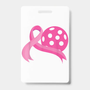 Crachá Lindo Laço Coração Rosa Pickleball Conscientização