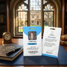 Crachá Linhas e classe limpas: ID de professor azul minim